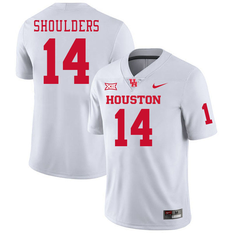 Men #14 Marquis Shoulders Houston Cougars College Football Jerseys Stitched-White